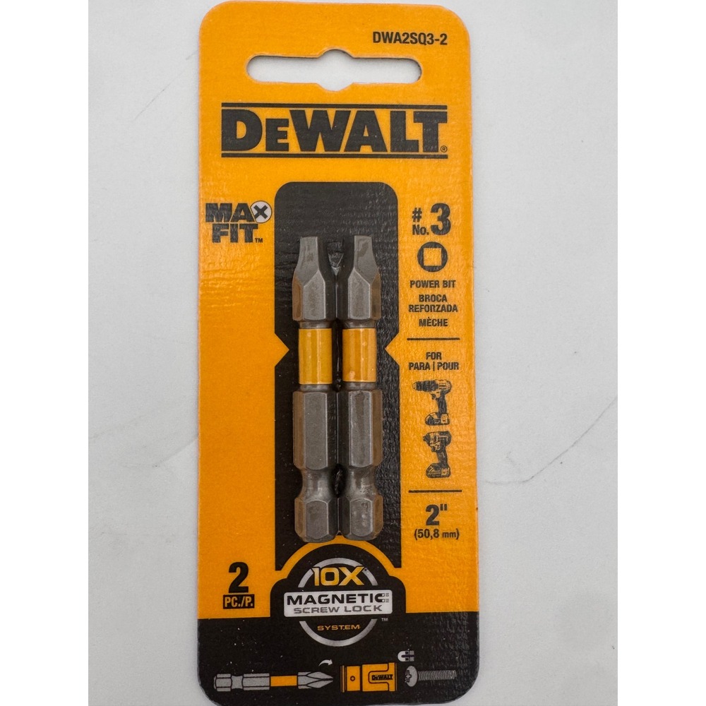 DeWALT Max Fit #3‎ Square Power Bit 2 Inch 2 Pack DWA2SQ3-2 Impact Ready